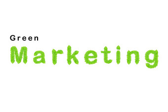 绿色市场营销词使绿色树叶孤立的白色