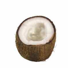 一半成熟的椰子孤立的白色