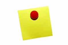 黄色的黏糊糊的信纸红色的磁铁孤立的ehite