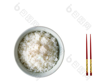 筷子白色碗白色桌布