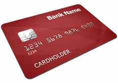红色的信贷卡孤立的白色背景