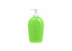 塑料瓶绿色液体肥皂白色背景