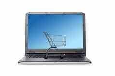 购物车电脑键盘概念在线购物
