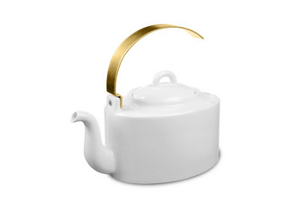 现代金属茶壶白色背景