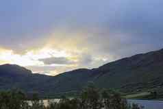 日落山风景挪威斯堪的那维亚欧洲
