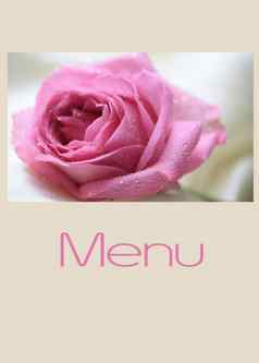 粉红色的玫瑰菜单卡