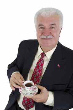 土耳其咖啡饮酒者业务男人。