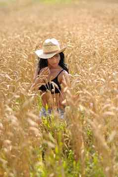 国家女孩Wheatfield