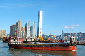 建设驳船维多利亚港在香港香港