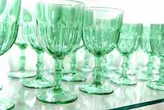 绿色杯行玻璃水晶厨房用具
