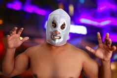 墨西哥摔跤面具银战斗机手势