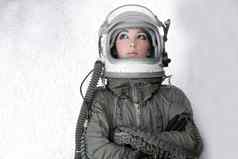 飞机宇航员宇宙飞船头盔女人时尚