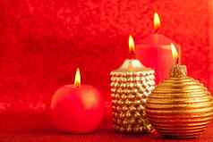 圣诞节蜡烛集团红色的闪闪发光的