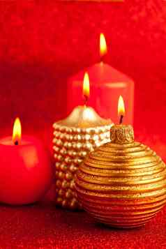 圣诞节蜡烛集团红色的闪闪发光的