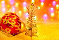 圣诞节金树装饰物灯