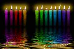 彩色的蜡烛快乐生日洪水水