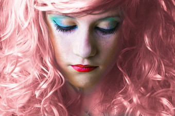 粉红色的头发的仙女女孩
