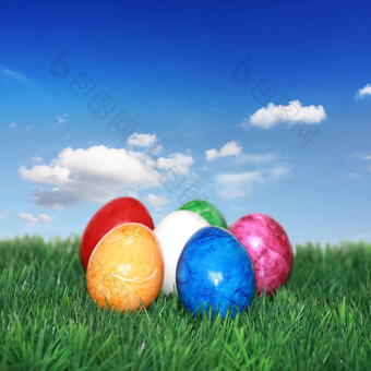 色彩斑斓的复活节蛋混合