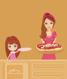 家庭主妇服务披萨