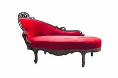 奢侈品红色的沙发孤立的剪裁路径
