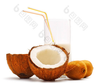 椰子猕猴桃玻璃椰子树牛奶