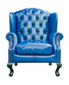 蓝色的奢侈品扶手椅孤立的剪裁路径