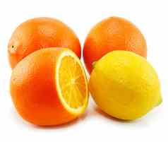 柑橘类水果柠檬橙色孤立的