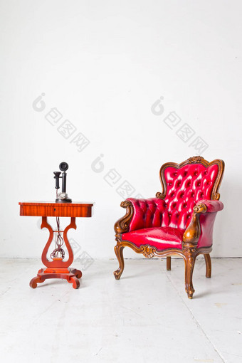 古董奢侈品扶手椅电话白色房间