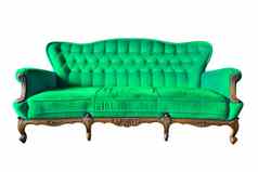 古董绿色奢侈品扶手椅孤立的剪裁路径