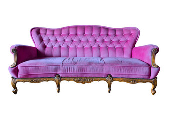 古董粉红色的奢侈品扶手椅孤立的剪裁路径