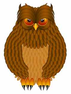 棕色（的）角猫头鹰插图