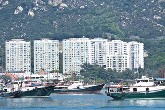 钓鱼船公寓块在香港香港