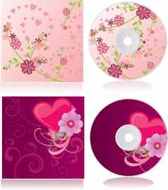 向量粉红色的花光盘涵盖了集
