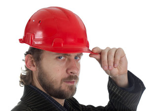 工人红色的头盔