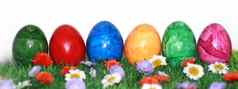 复活节横幅色彩斑斓的鸡蛋