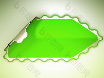 绿色锯齿状的具钩的贴纸标签
