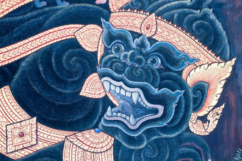 古董传统的泰国风格艺术绘画