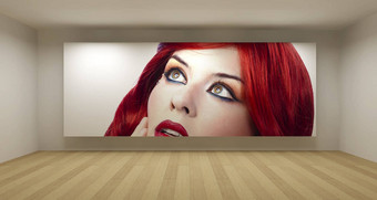 空房间红色的头发年轻的图片艺术画廊概念