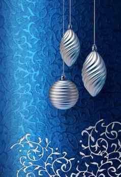 蓝色的圣诞节锦银装饰