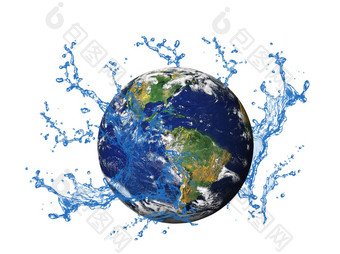地球地球蓝色的喷雾清洁水