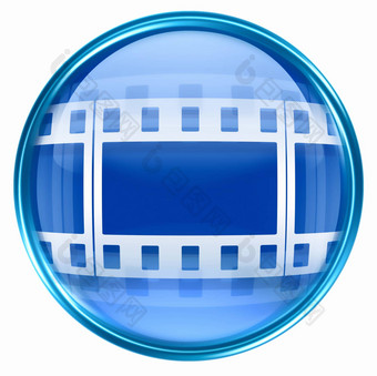 电影图标蓝色的孤立的白色背景