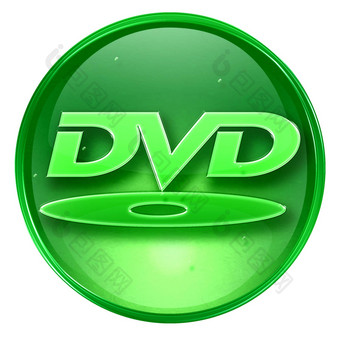 Dvd<strong>图标</strong>绿色孤立的白色背景