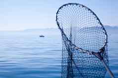 钓鱼着陆网蓝色的海