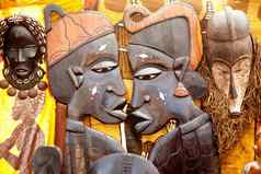 非洲手工艺木雕刻配置文件脸