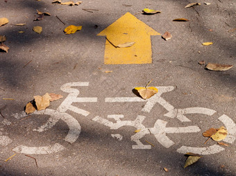 黄色的箭头自行车标志