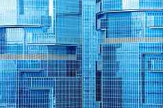 摘要纹理蓝色的玻璃现代建筑摩天大楼