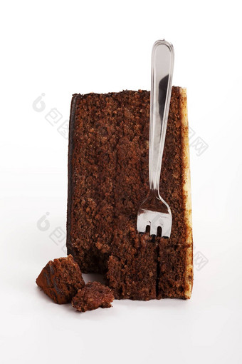 一块美味的巧克力蛋糕孤立的