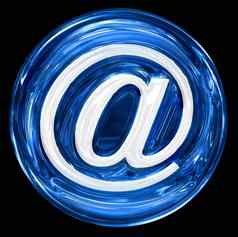 电子邮件象征蓝色的孤立的黑色的背景