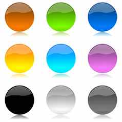 彩色的光滑的圆形的按钮集