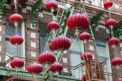 花环红色的中国人灯笼